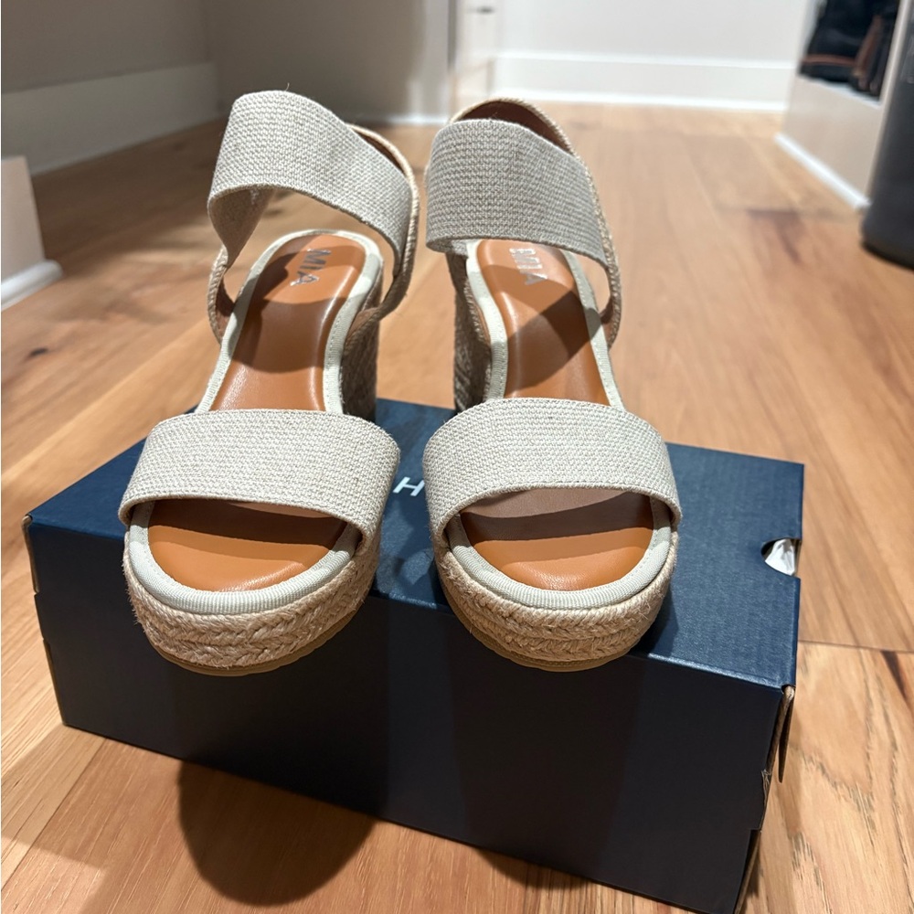MIA Cream Espadrille Wedges